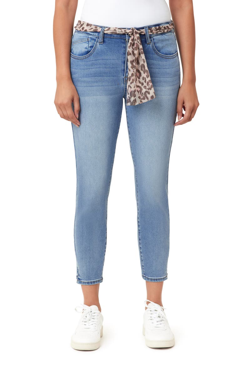 Belted Mid Rise Skinny Cropped Jeans, Main, color, PELLEGRINI LEOPARD