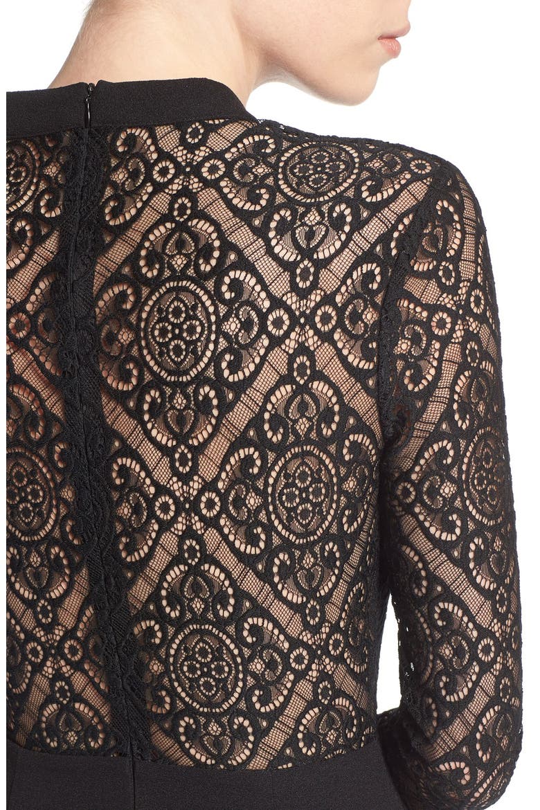 ASTR Lace Inset Minidress, Alternate, color, BLACK