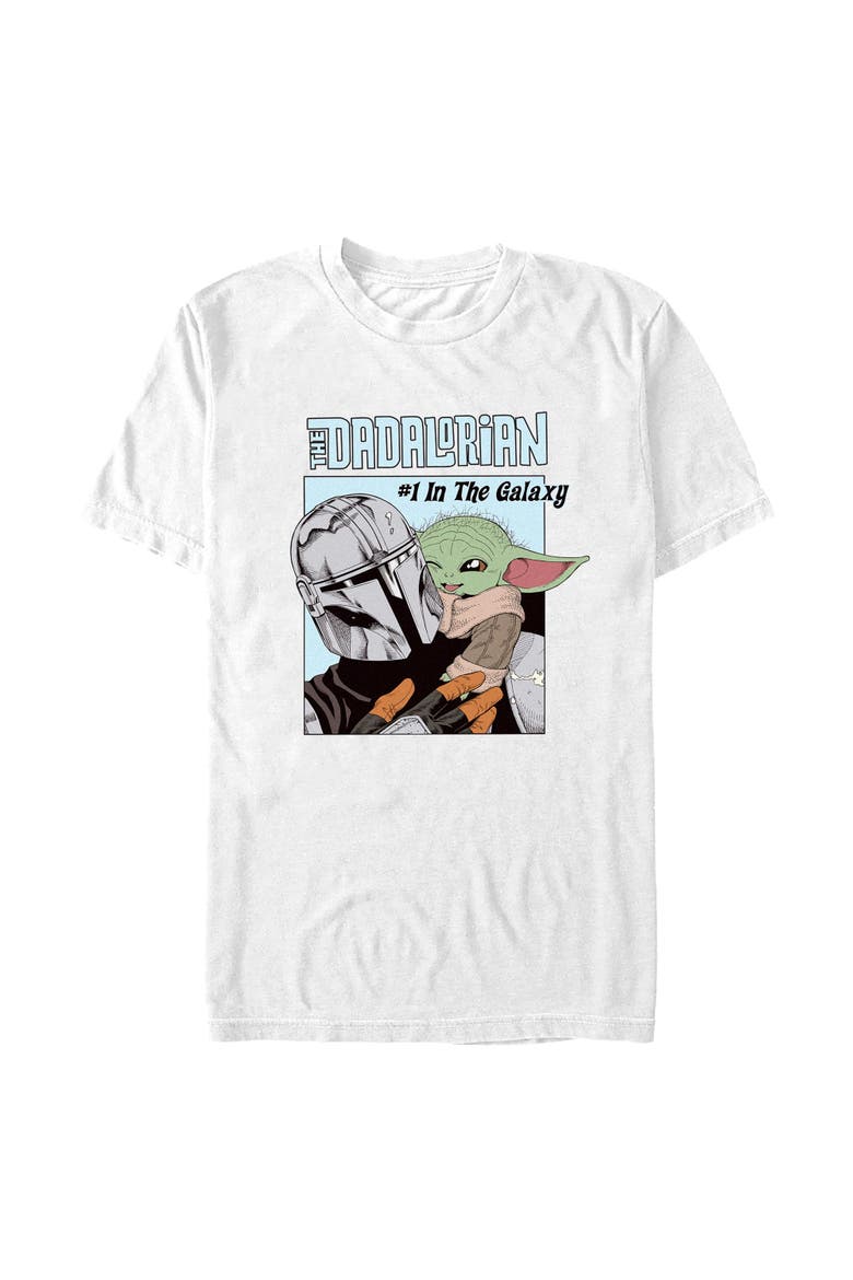 Mens Star Wars The Mandalorian The Dadalorian Number One Galaxy T Shirt, Main, color, White