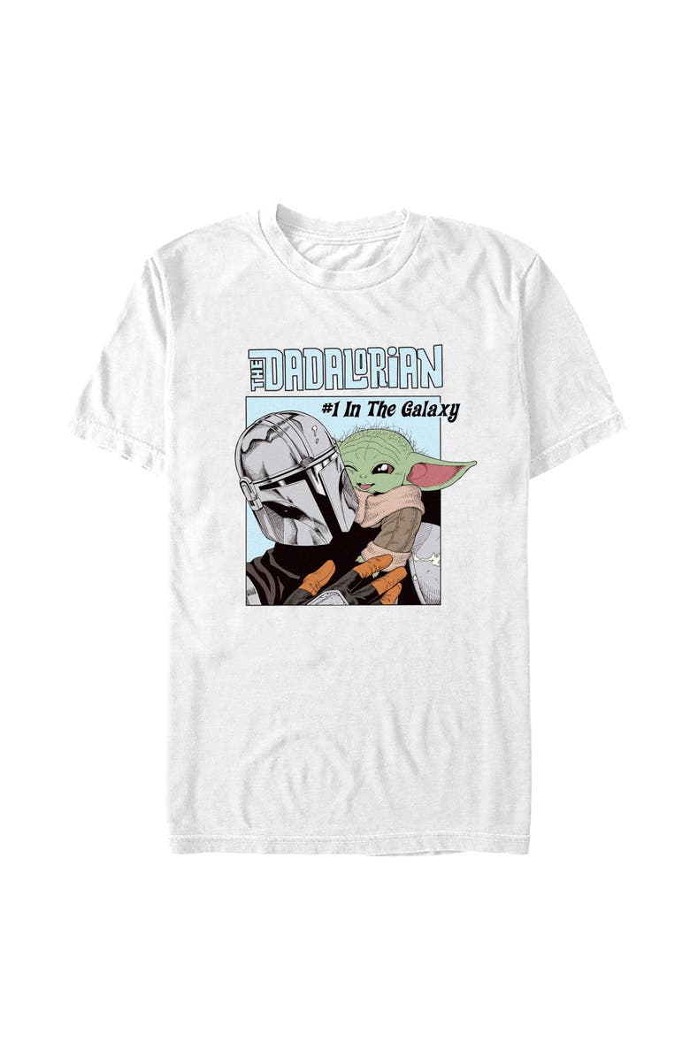 Star Wars: The Mandalorian Men's Star Wars The Mandalorian The Dadalorian Number One Galaxy Graphic T-Shirt, Main, color, White