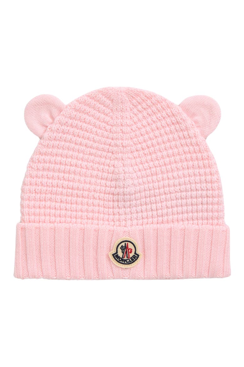 Kids' Teddy Bear Logo Patch Virgin Wool Beanie, Main, color, PINK