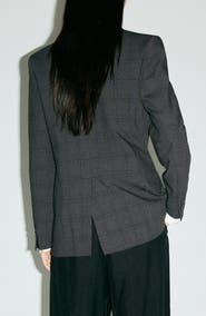 MANGO Plaid Double Breasted Blazer