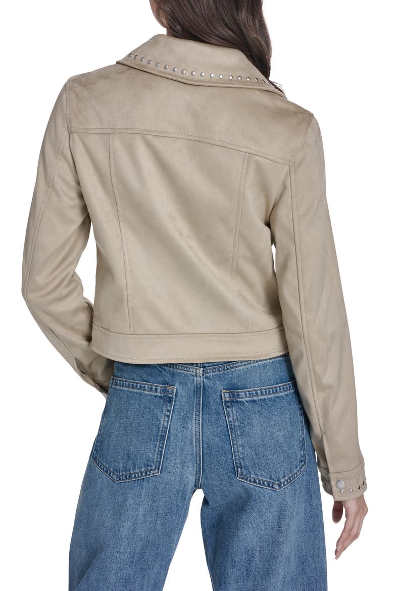 Studded Faux Suede Jacket, Alternate, color, BEIGE