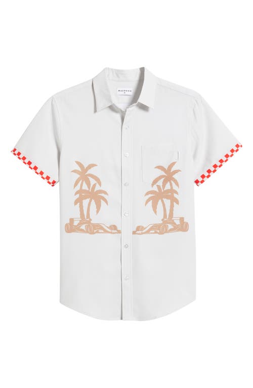 Shop Mavrans Victory Lap Palm Weekend Short Sleeve Button-up Shirt In Red Multi