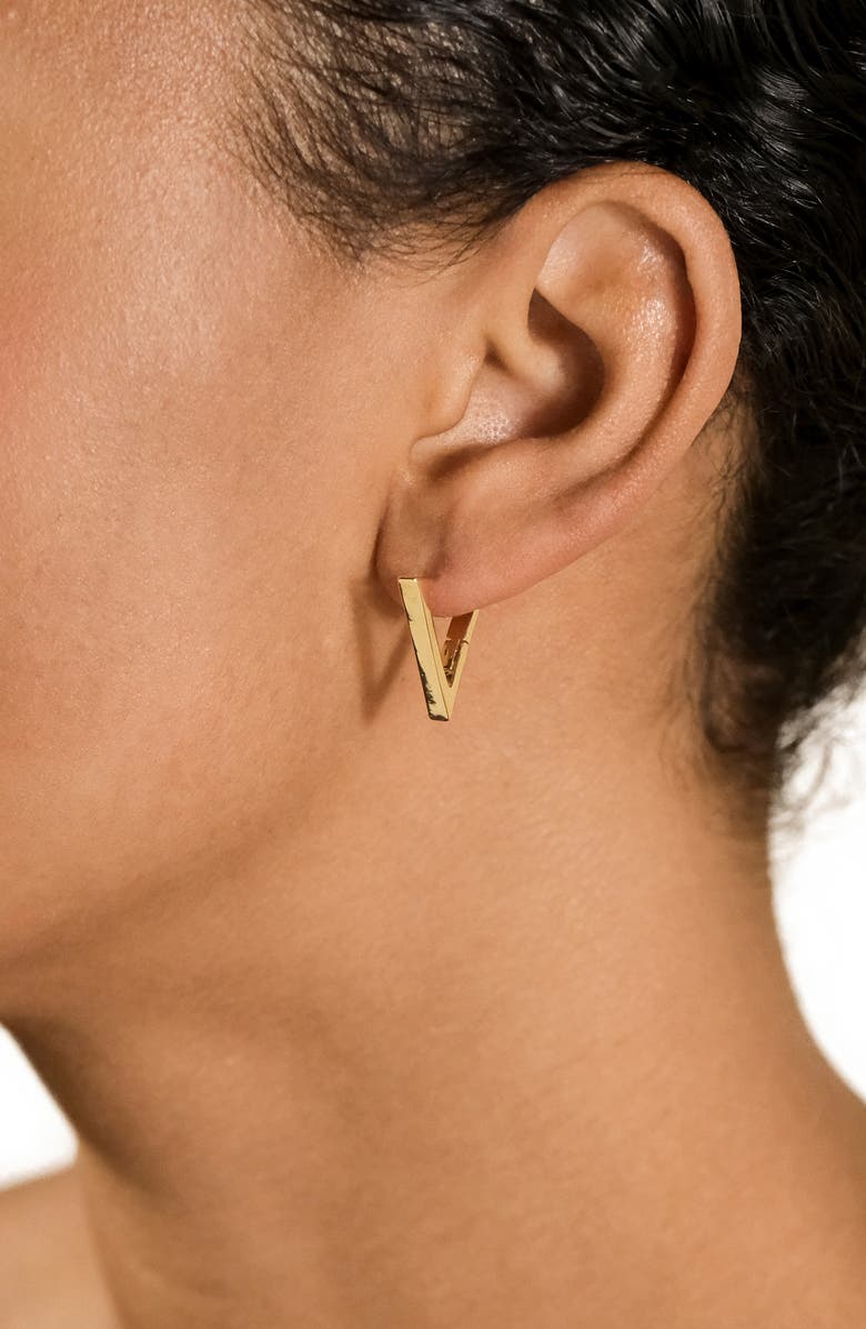 Sterling Forever Robyn Pointed Hoop Earrings, Alternate, color, Gold