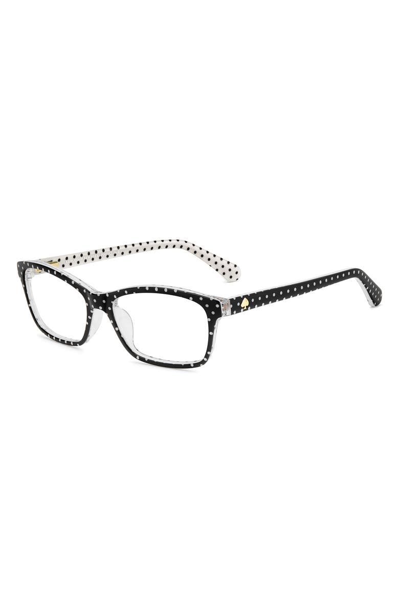 Kate Spade New York catrina 51mm rectangular optical glasses, Alternate, color, Black Pattern White