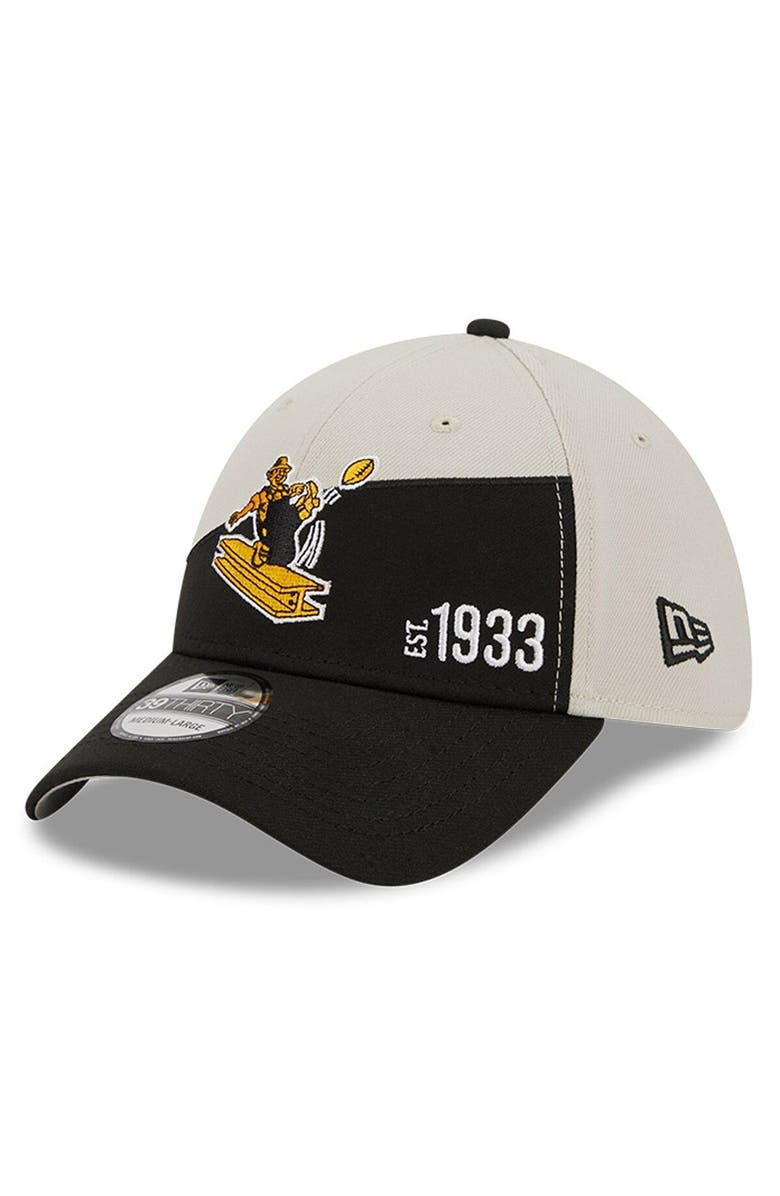 New Era Men's New Era Cream/Black Pittsburgh Steelers 2023 Sideline Historic 39THIRTY Flex Hat, Main, color, 