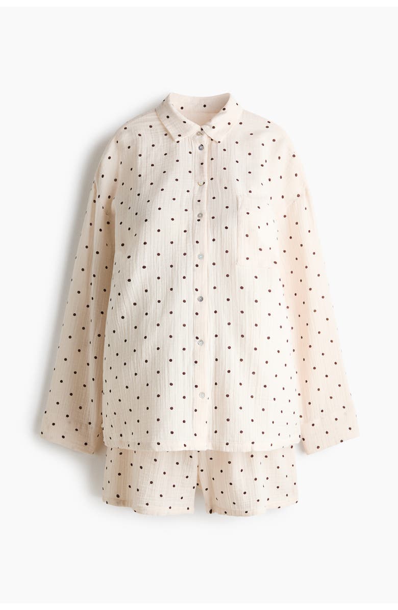H&M Mama Before & After Muslin Pyjamas, Main, color, Cream/Dotted