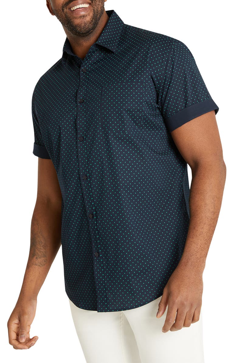Johnny Bigg Bateman Print Stretch Cotton Short Sleeve Button-Up Shirt, Main, color, 