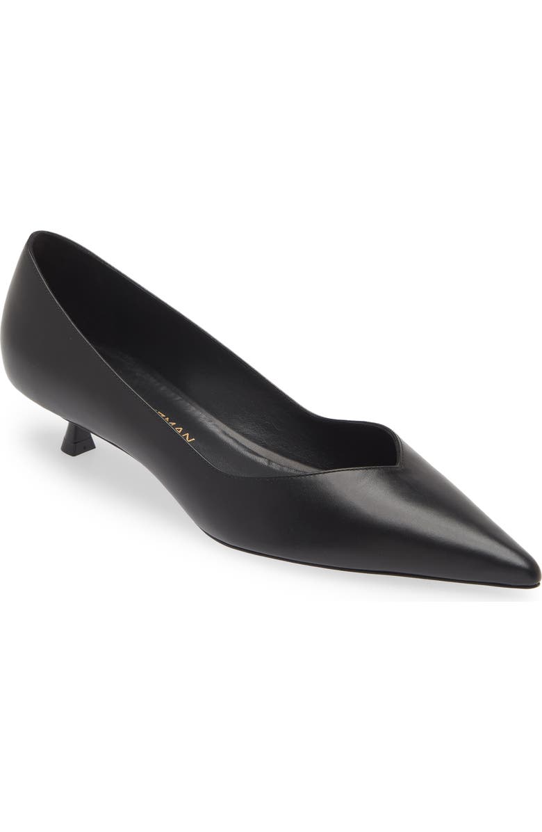 Stuart Weitzman Eva Kitten Heel Pointed Toe Pump, Main, color, Black