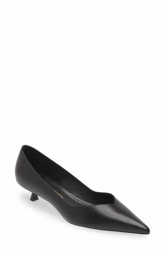 Stuart Weitzman Eva Kitten Heel Pointed Toe Pump