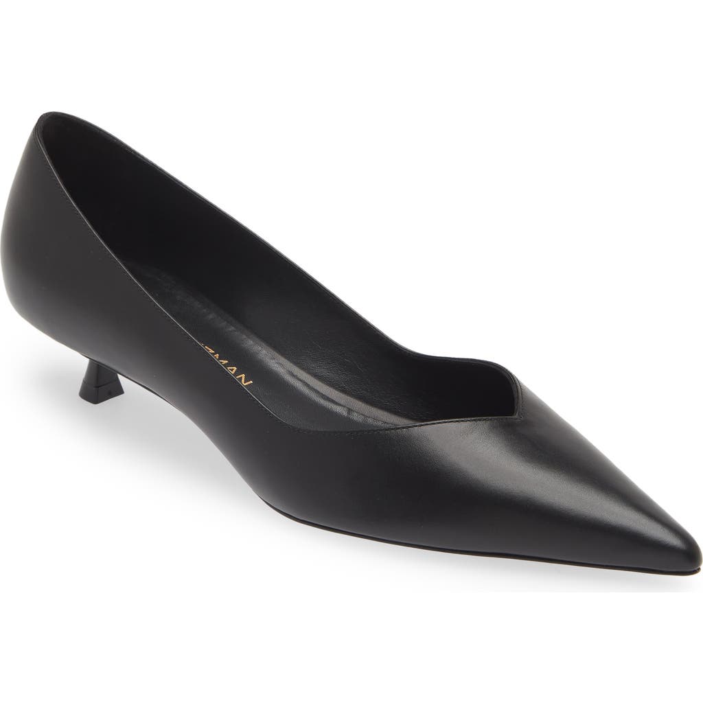 Stuart Weitzman Eva Kitten Heel Pointed Toe Pump In Black