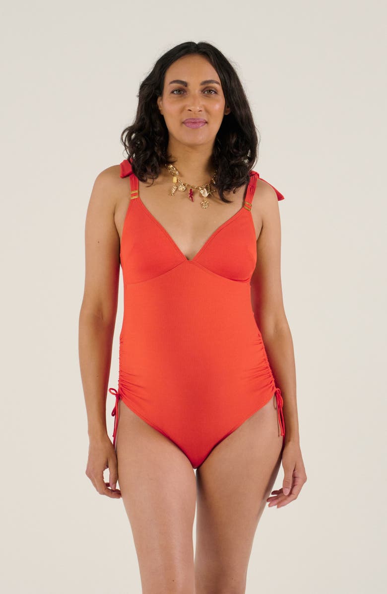 Cache Coeur Porto vecchio maternity swimsuit, Alternate, color, Orange