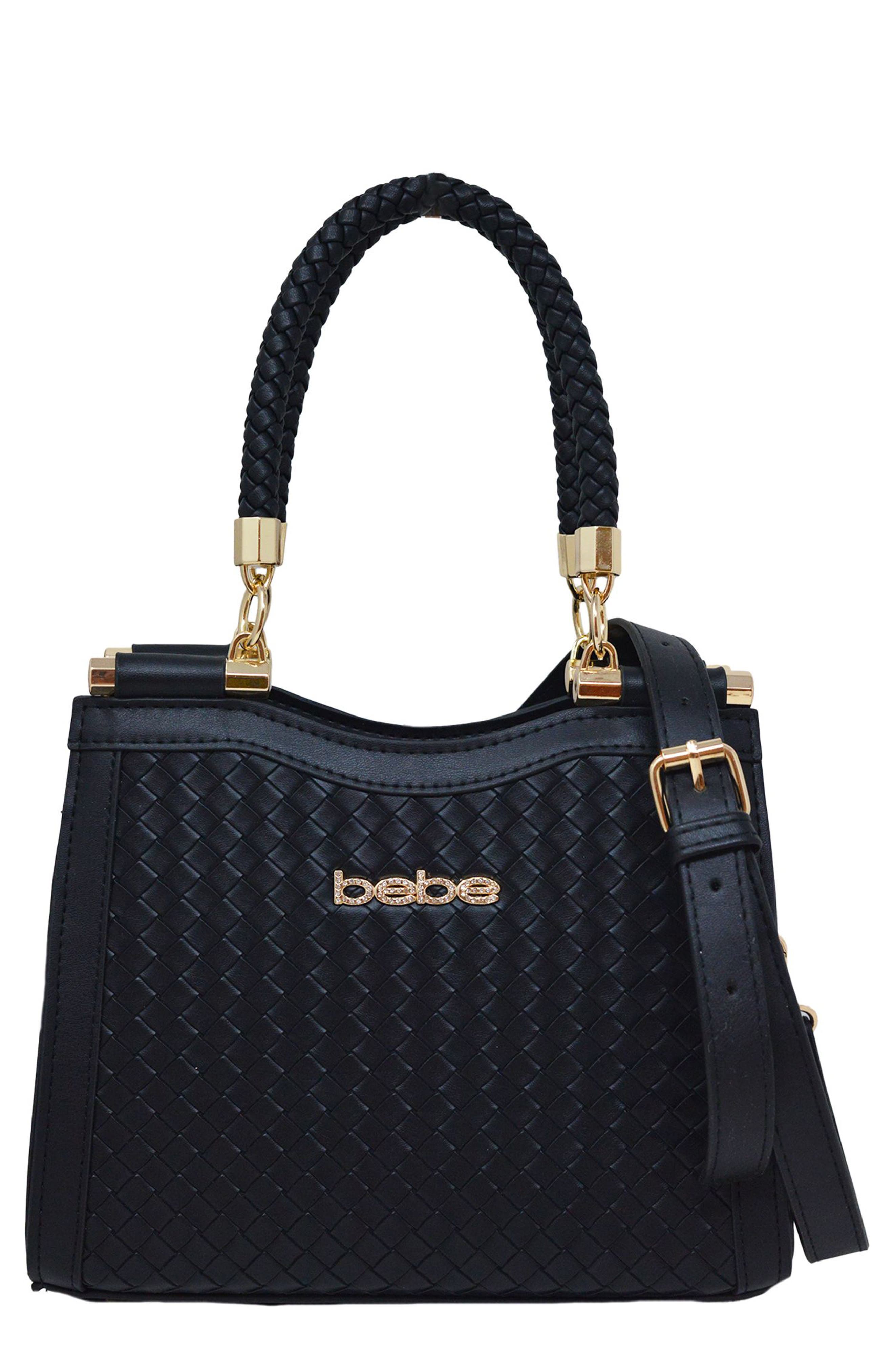 bebe Taffy Mini Satchel, Main, color, Black