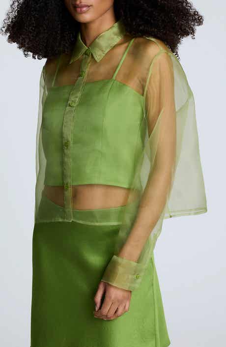 Kenneth Cole Sheer Organza Button-Up Shirt