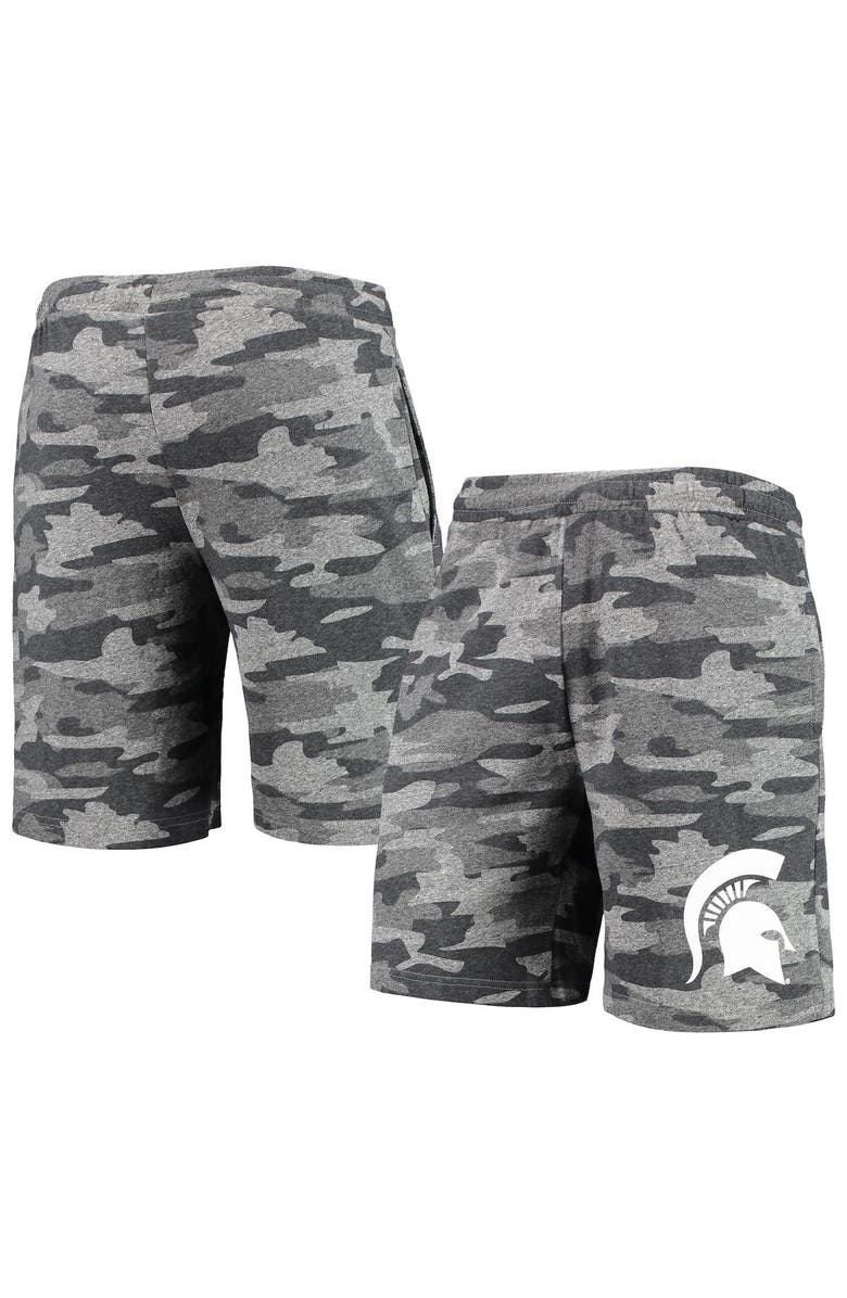 CONCEPTS SPORT Men's Concepts Sport Charcoal/Gray Michigan State Spartans Camo Backup Terry Jam Lounge Shorts, Main, color, Charcoal