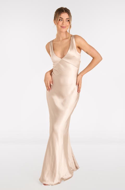 Twist Back Satin Bridesmaid Dress