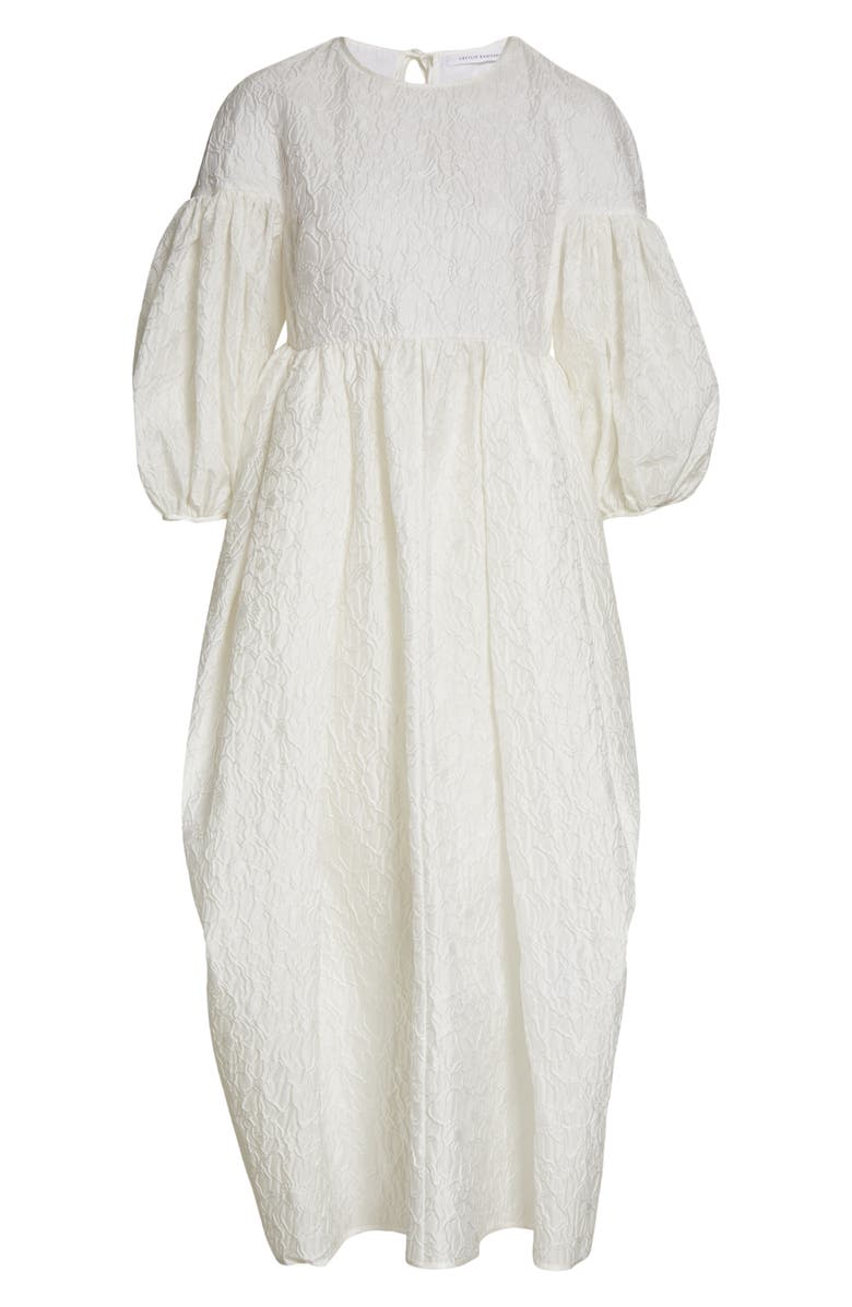 Cecilie Bahnsen Jeanne Puff Sleeve Matelassé Midi Dress, Alternate, color, 