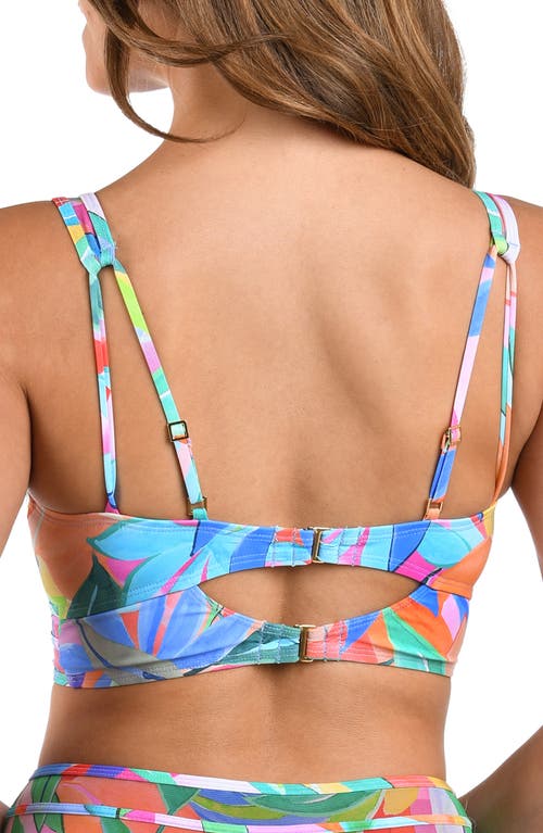 La Blanca Tropi-flage High-neck Midline Bikini Top In Multi