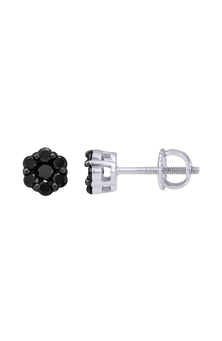 LuvMyJewelry Eclipse 0.5 Cts Black Diamond Cluster Studs 10K Gold Earrings, Main, color, 10K White Gold
