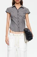 LIONESS Mon Cheri Plaid Crop Shirt