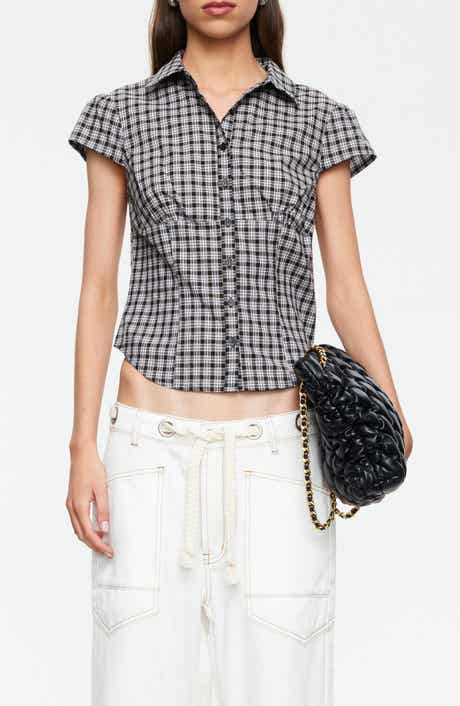 Mon Cheri Plaid Crop Shirt