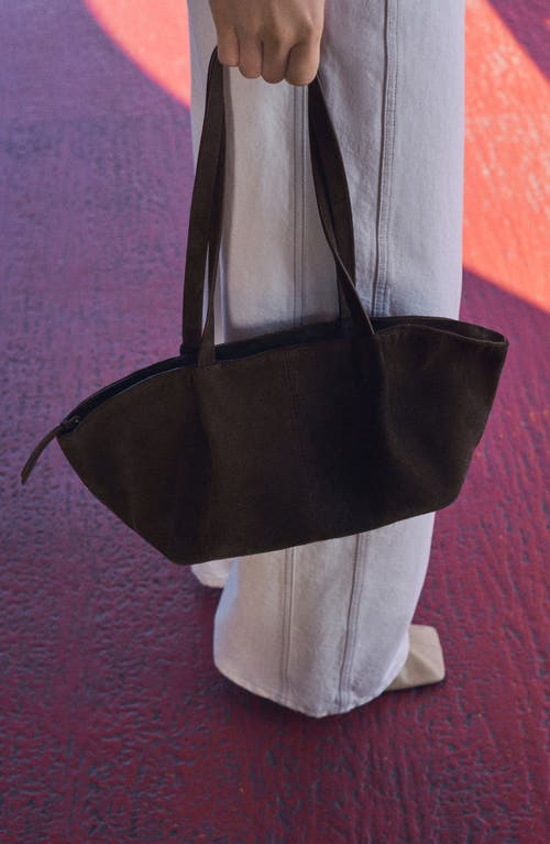 Mango Suede Shoulder Bag In Chocolate