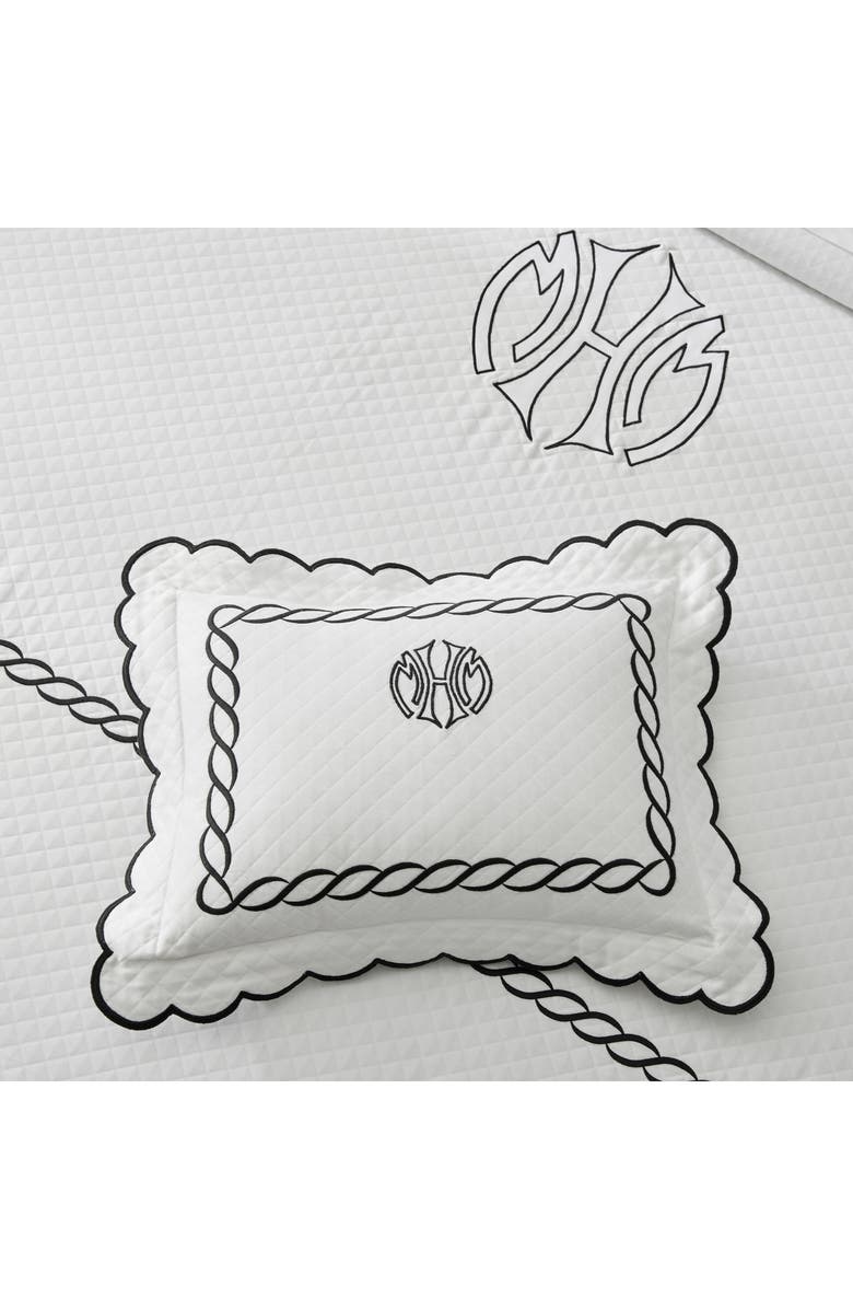 Matouk Classic Chain Scallop Matelassé Pillow Sham, Alternate, color, Black
