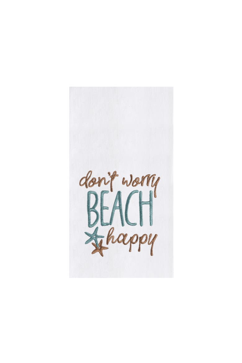 Don't Worry Beach Happy Dishtowel, Main, color, Brown
