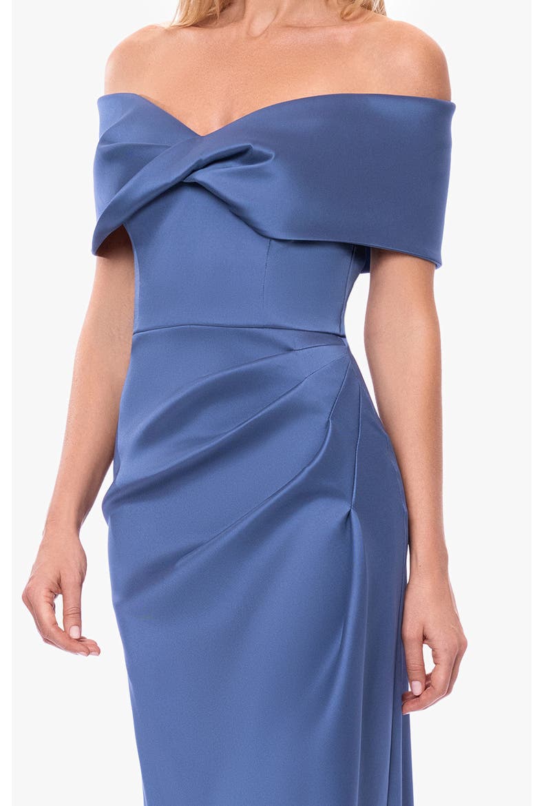 Off the Shoulder Mikado Gown, Alternate, color, DARK SLATE