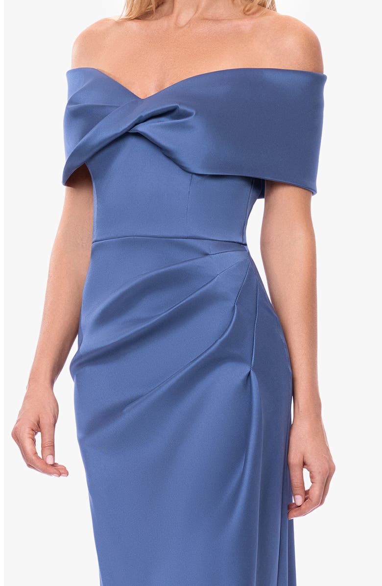 Betsy & Adam Off the Shoulder Mikado Gown, Alternate, color, Dark Slate