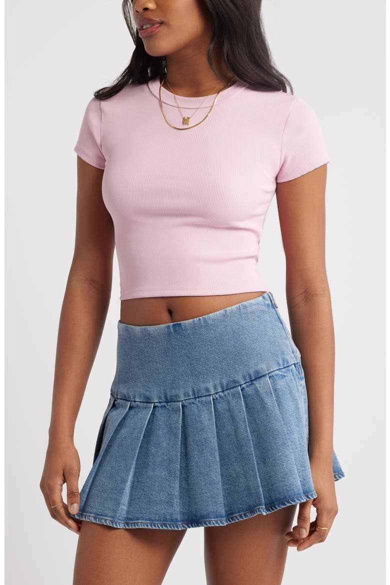 Compact Rib Crop Baby Tee, Main, color, PINK CAMEO