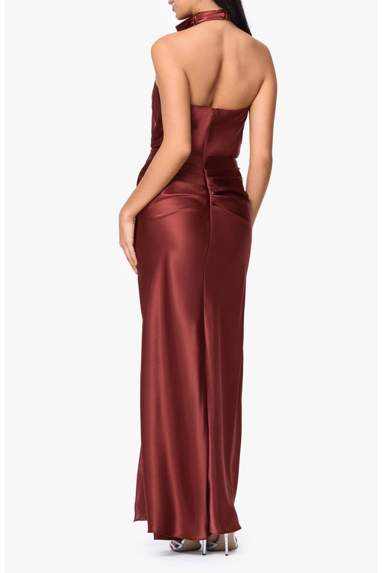 Charmeuse Halter Dress, Alternate, color, NUTMEG
