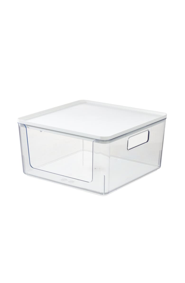 iDesign Rosanna Pansino x iDesign Recycled Plastic Open Front Kitchen Storage Bin with Lid, Clear, 12" x 12" x 6", Main, color,