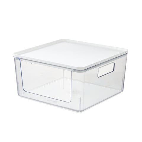 Rosanna Pansino x iDesign Recycled Plastic Open Front Kitchen Storage Bin with Lid, Clear, 12" x 12" x 6"
