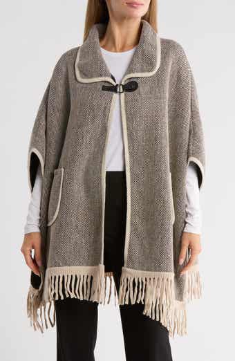 Nanette Lepore Faux Fur Lined Jacquard Ruana