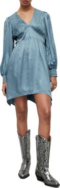 AllSaints Esta Long Sleeve Asymmetric Hem Dress
