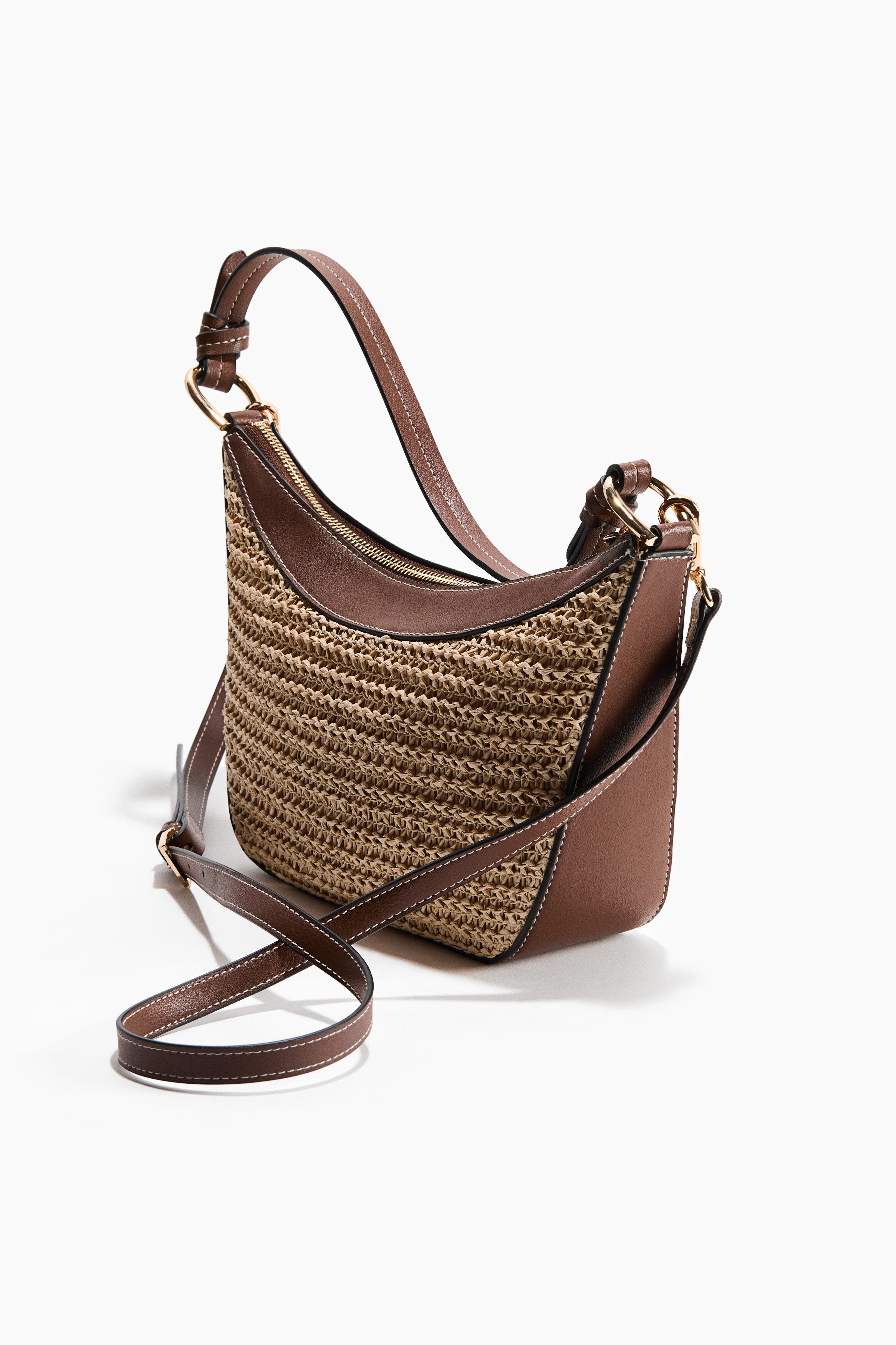 H&M Straw-detail Crossbody Bag, Alternate, color, Beige
