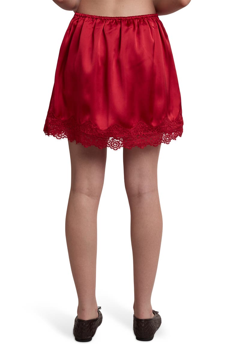 Lace Trim Miniskirt, Alternate, color, RED