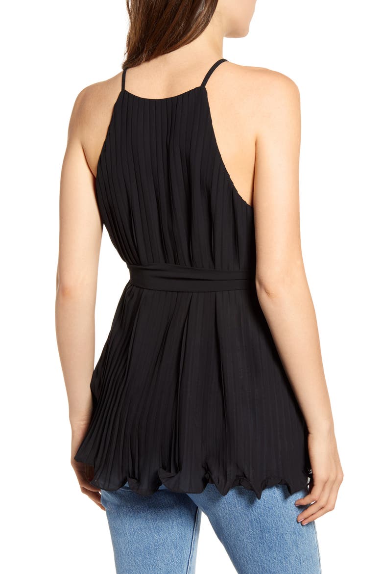 Pleated Halter Top, Alternate, color, BLACK