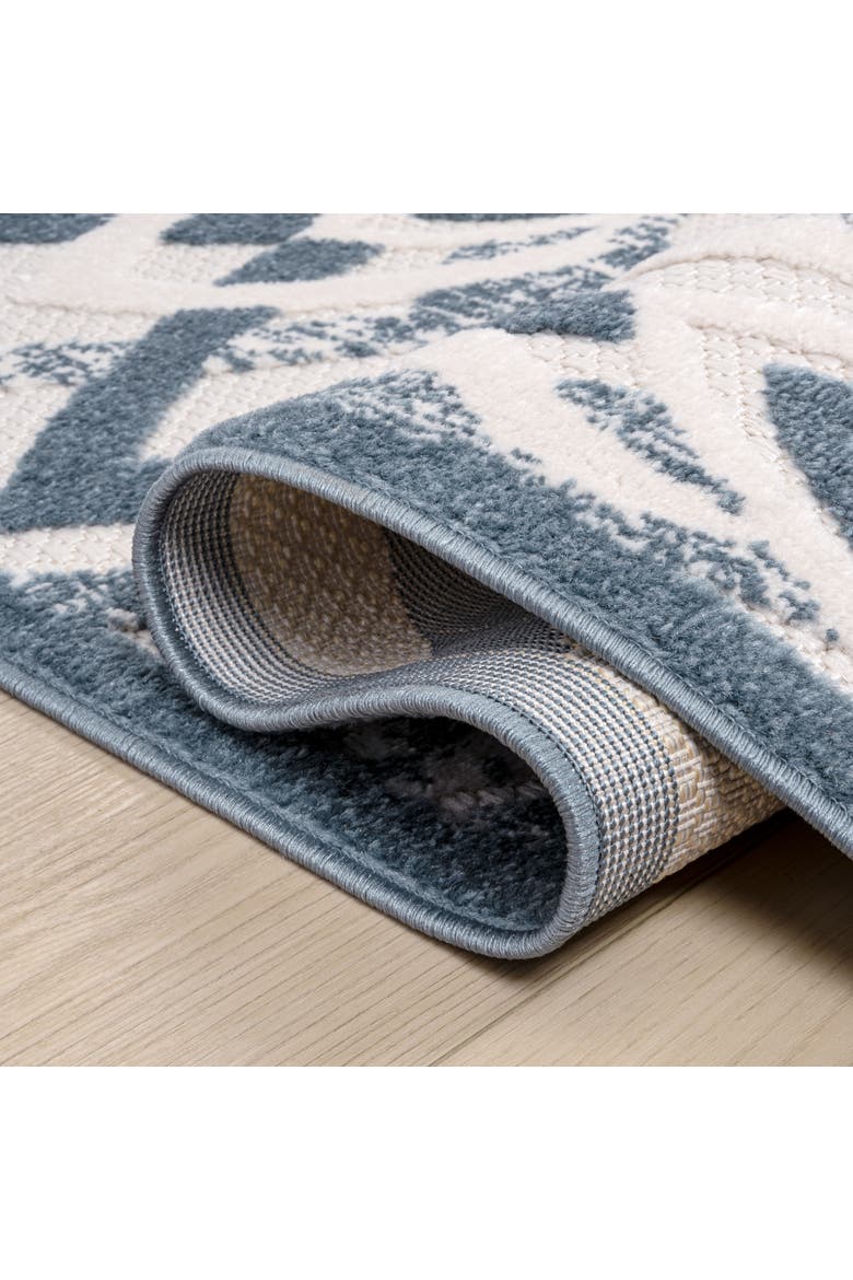 Flora Abstract Bold Mandala High-Low Indoor/Outdoor Rug, Alternate, color, Cream/Dark Blue
