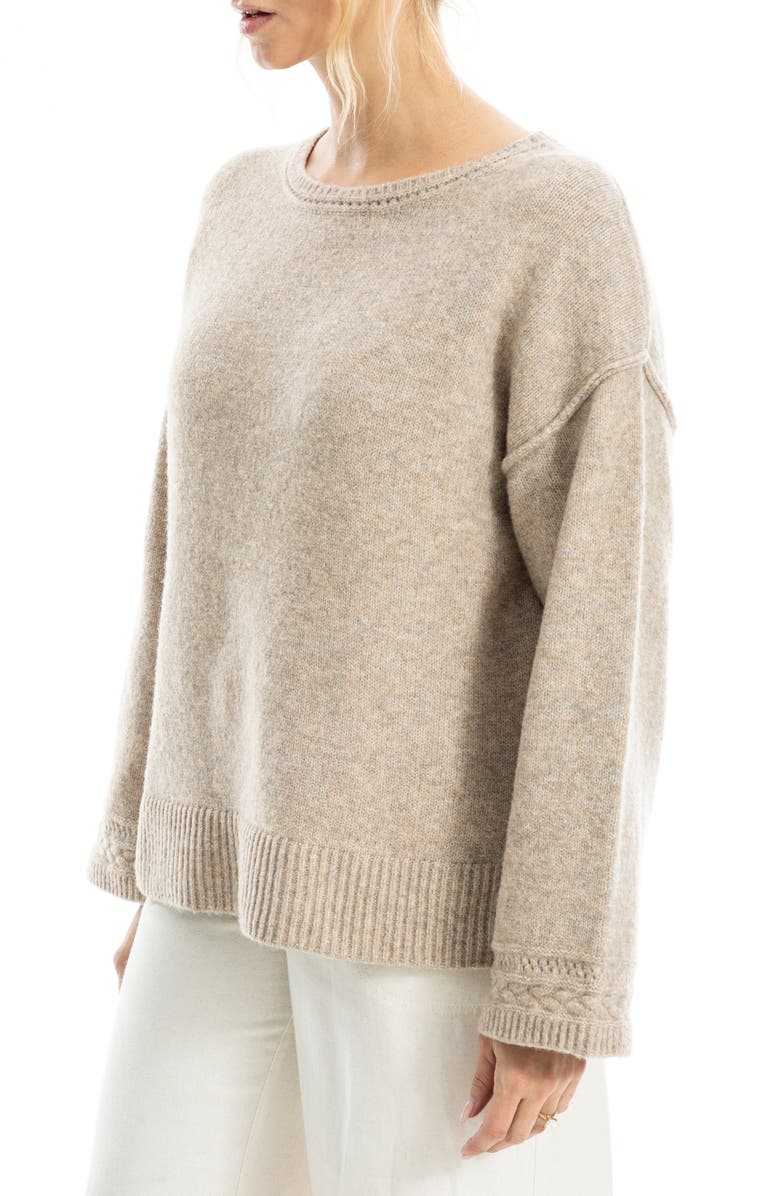 MAX STUDIO Relaxed Crewneck Sweater, Alternate, color, Heather Toast