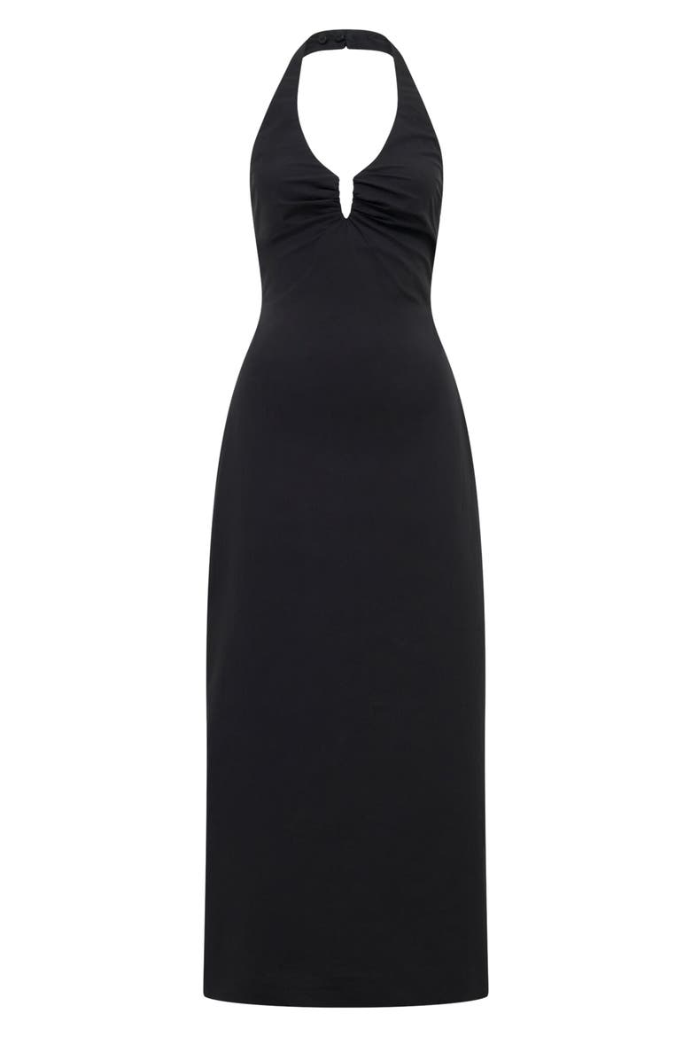 Tia Halter Midi Dress, Alternate, color, BLACK