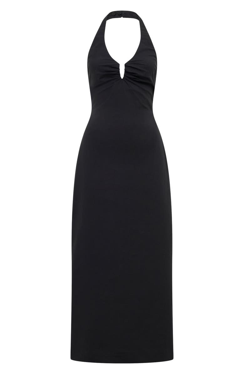 Ever New Tia Halter Midi Dress, Alternate, color, Black