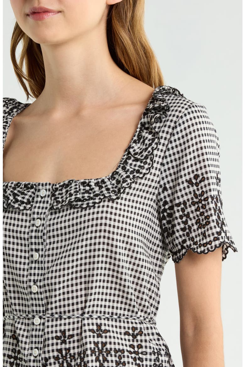 Gabbie Gingham Embroidered Woven Top, Alternate, color, REMY CHECK