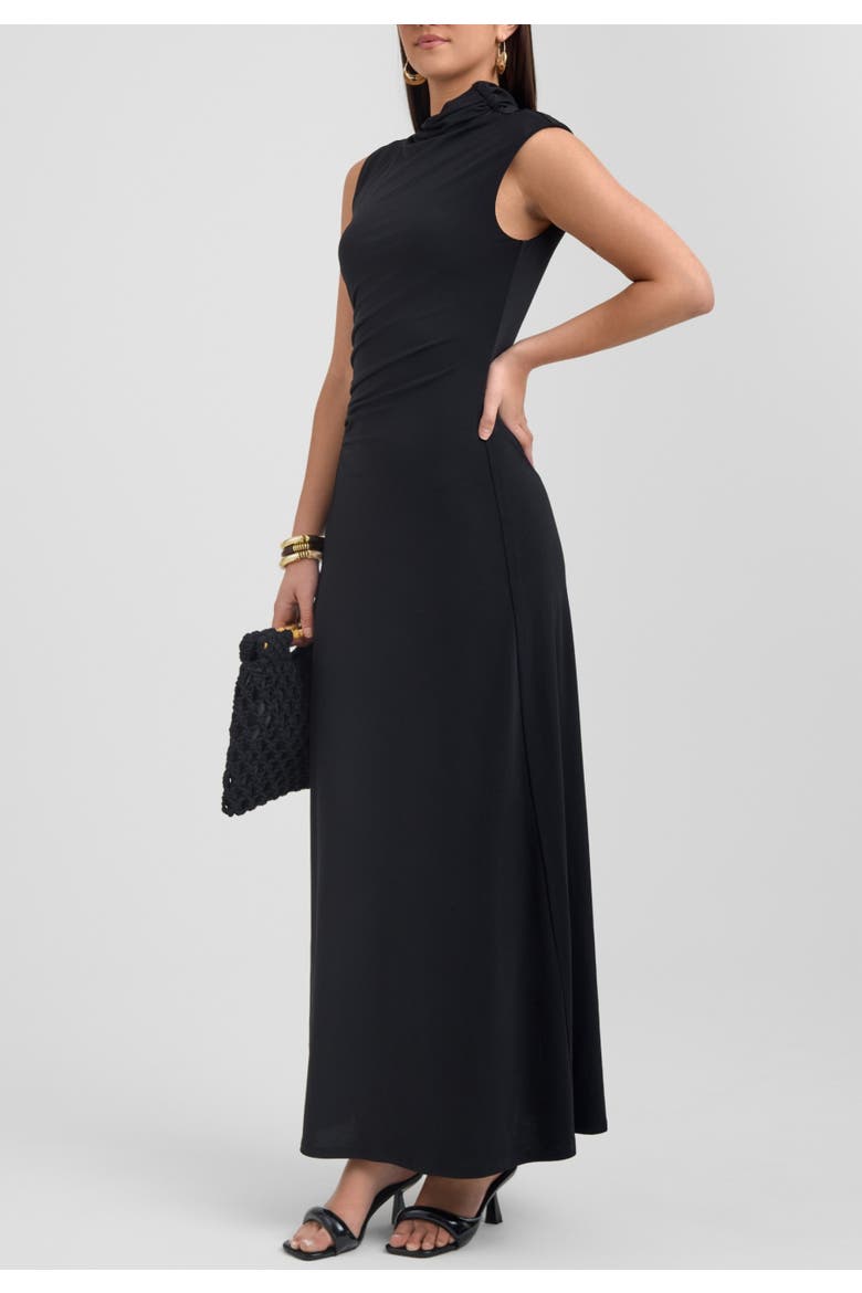 Ramy Mock Neck Maxi Dress, Alternate, color, Black
