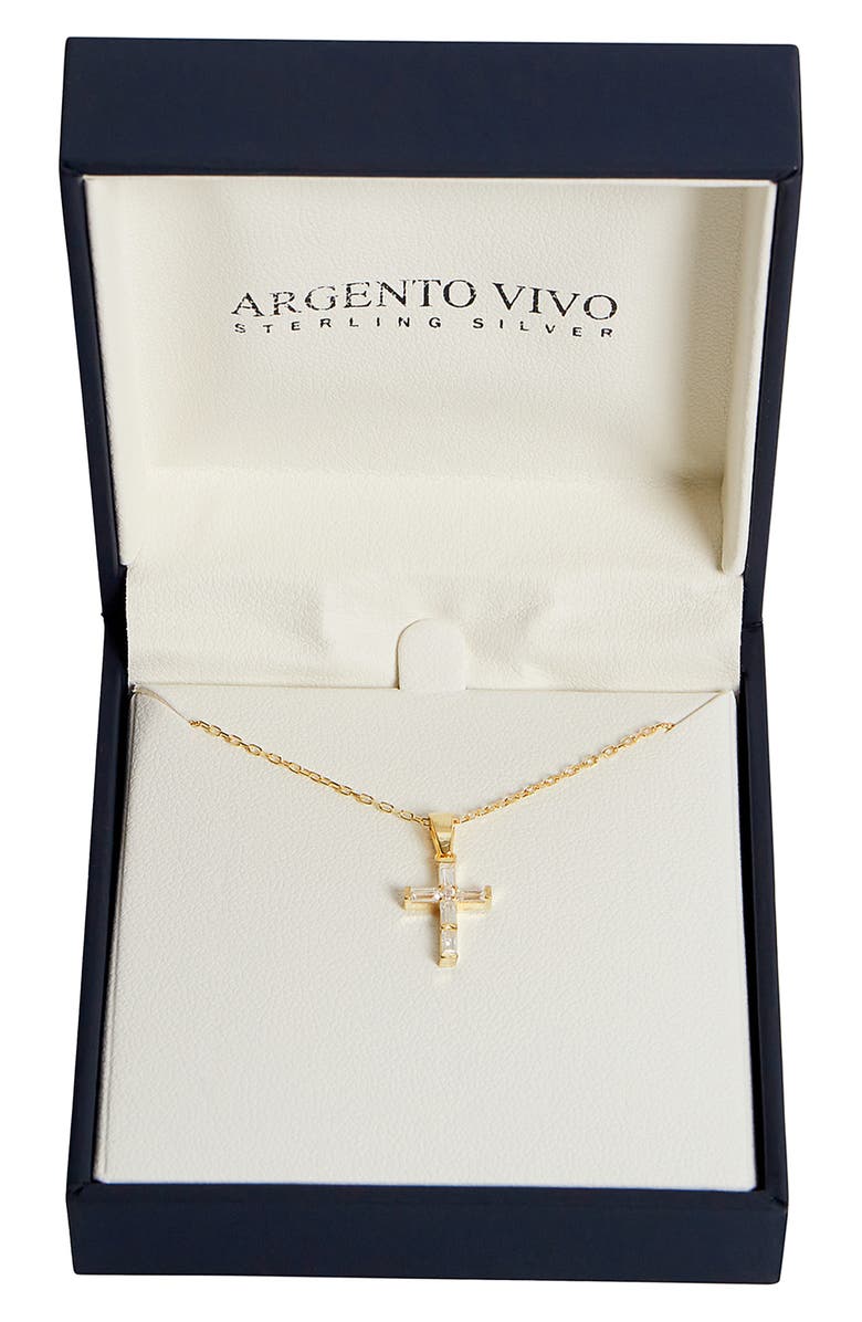 ARGENTO VIVO Crystal Baguette Cross Pendant Necklace, Alternate, color, Gold