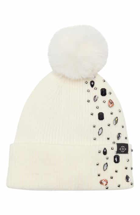 Animal Accent Faux Fur Pom Beanie