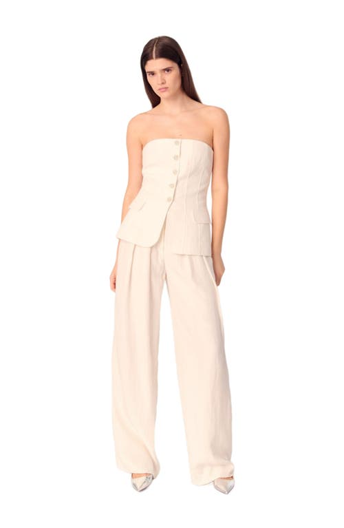 Maje Livalu Strapless Linen-blend Top In Ecru