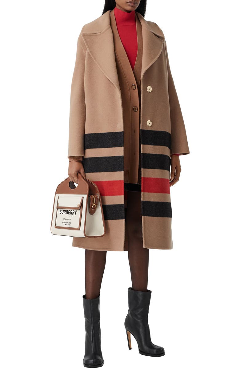 Burberry Small Two-Tone Canvas & Leather Pocket Bag, Alternate, color,